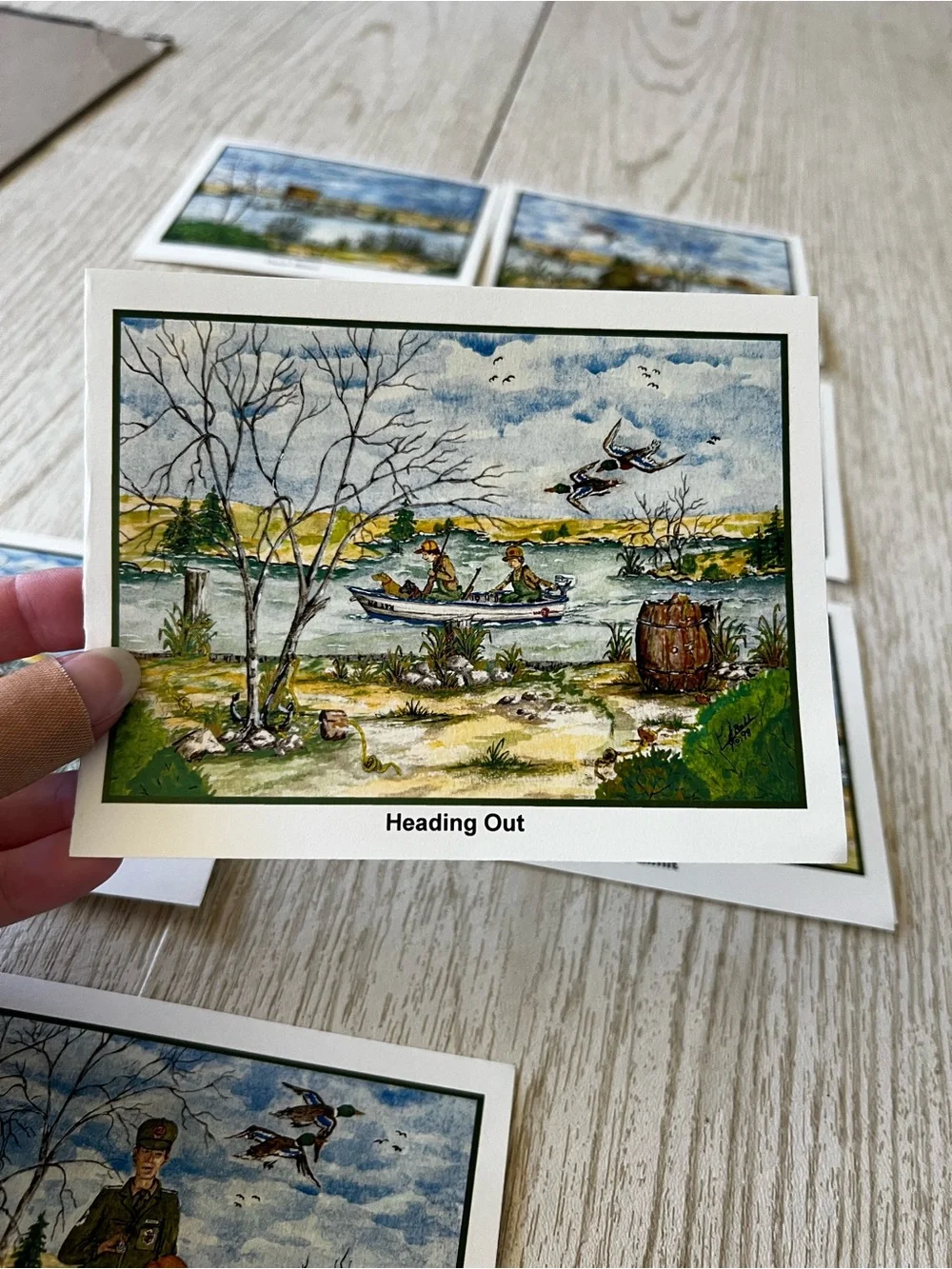 Set of 7 Beautiful Duck Hunting Scene Notecards Stationary